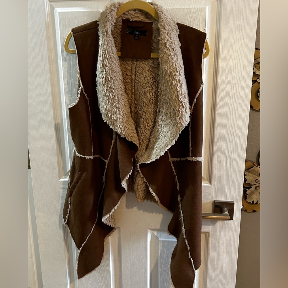 Sherpa suede look vest